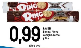 Famila PAVESI biscotti Ringo vaniglia, cacao g 165 offerta