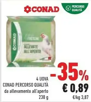 Conad Conad 4 Uova Percorso Qualita Da Allevamento All'Aperto offerta