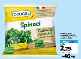 Coop SPINACI CUBELLO FOGLIAPIÙ OROGEL surgelati, 900 g offerta