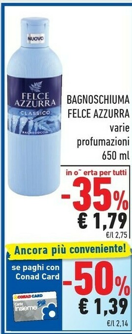 Conad Felce Azzurra Bagnoschiuma offerta