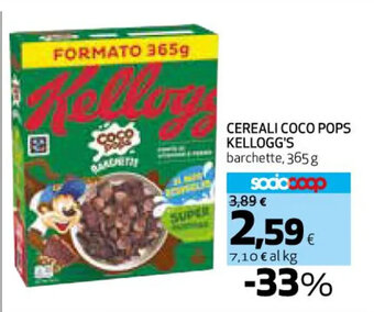 Coop CEREALI COCO POPS KELLOGG'S barchette, 365 g offerta