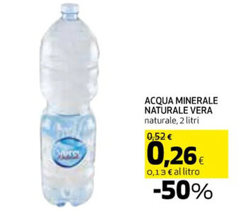 Coop ACQUA MINERALE NATURALE VERA naturale, 2 litri offerta