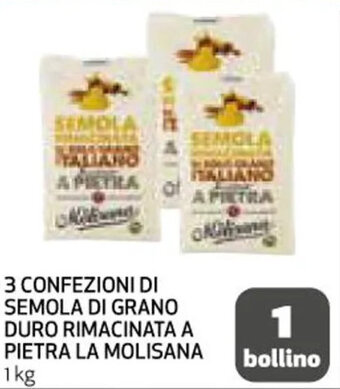 Coop 3 CONFEZIONI DI SEMOLA DI GRANO DURO RIMACINATA A PIETRA LA MOLISANA 1 kg offerta