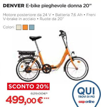 Coop DENVER E-bike pieghevole donna 20" offerta