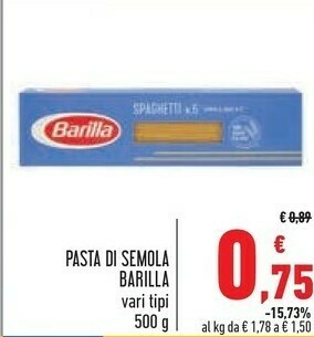 Conad Barilla Pasta offerta