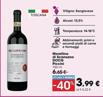 Carrefour Market Piccini morellino di scansano docg offerta