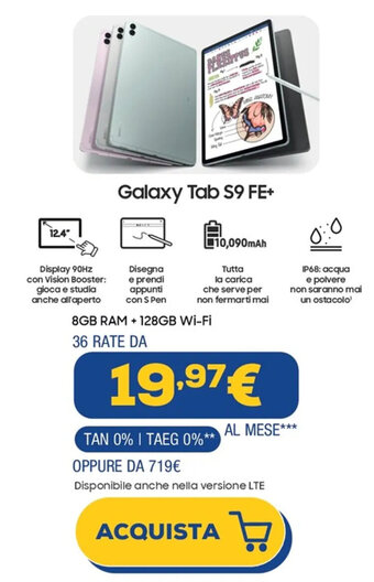 Euronics Samsung Galaxy Tab S9 FE+ offerta