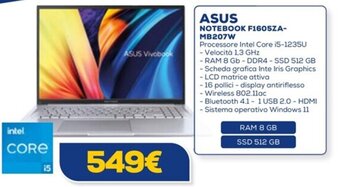 Euronics ASUS NOTEBOOK F1605ZA-MB207W offerta