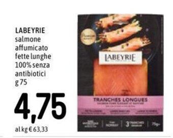 Famila LABEYRIE salmone affumicato fette lunghe 100% senza antibiotici g 75 offerta