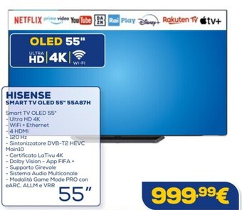 Euronics HISENSE SMART TV OLED 55" 55A87H offerta
