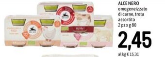 ALCE NERO omogeneizzato di carne, trota assortita 2 pz x g 80