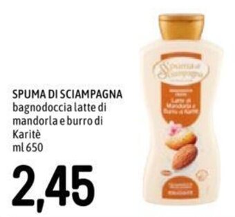 Famila SPUMA DI SCIAMPAGNA bagnodoccia latte di mandorla e burro di Karitè ml 650 offerta