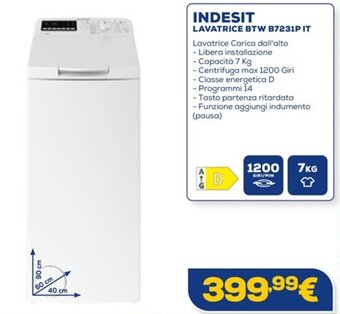 Euronics INDESIT LAVATRICE BTW B7231P IT offerta