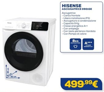 Euronics HISENSE ASCIUGATRICE D901GE offerta