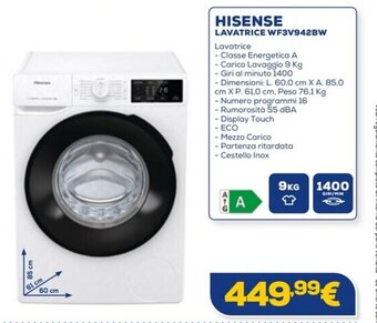Euronics HISENSE LAVATRICE WF3V942BW offerta