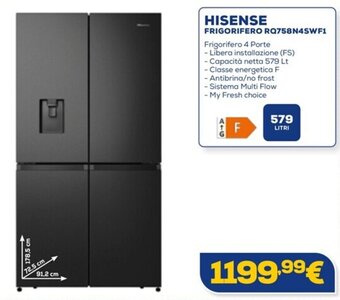 Euronics HISENSE FRIGORIFERO RQ758N4SWF1 offerta