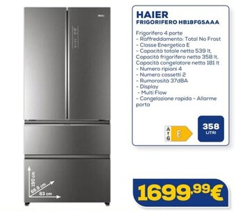 Euronics HAIER FRIGORIFERO HB18FGSAAA offerta