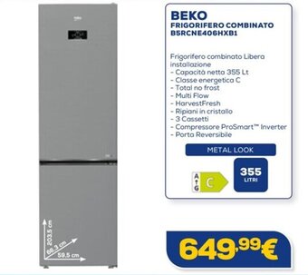 Euronics BEKO FRIGORIFERO COMBINATO B5RCNE406HXB1 offerta