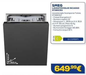 Euronics SMEG LAVASTOVIGLIE INCASSO ST381CEU offerta
