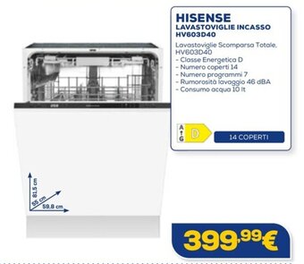 Euronics HISENSE LAVASTOVIGLIE INCASSO HV603D40 offerta
