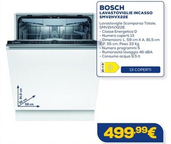 Euronics BOSCH LAVASTOVIGLIE INCASSO SMV2HVX22E offerta