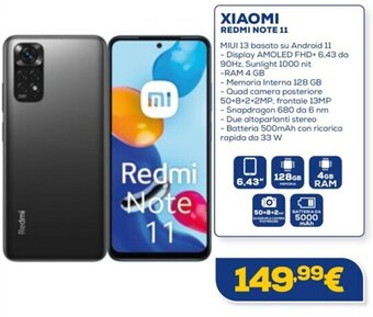 Euronics XIAOMI REDMI NOTE 11 offerta