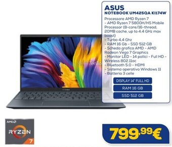 Euronics ASUS NOTEBOOK UM425QA KI174W offerta