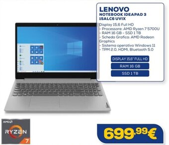 Euronics LENOVO NOTEBOOK IDEAPAD 3 15ALC6 UVIX offerta