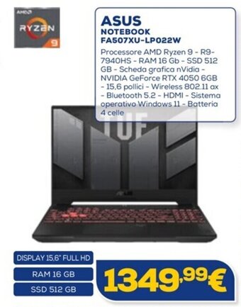 Euronics ASUS NOTEBOOK FA507XU-LP022W offerta