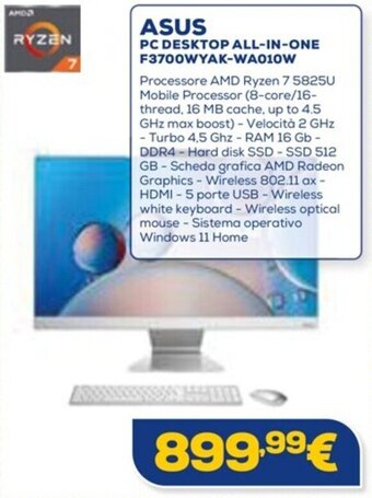 Euronics ASUS PC DESKTOP ALL-IN-ONE F3700WYAK-WA010W offerta