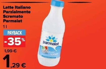 Carrefour Market Parmalat latte italiano parzialmente scremato offerta