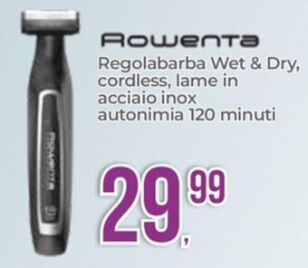Rowenta Regolabarba Wet & Dry, cordless, lame in acciaio inox autonimia 120 minuti