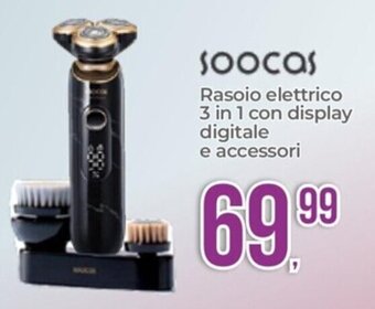 soocas Rasoio elettrico 3 in 1 con display digitale e accessori