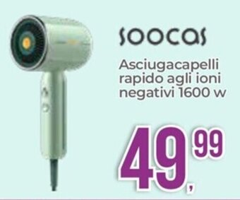 soocas Asciugacapelli rapido agli ioni negativi 1600 w