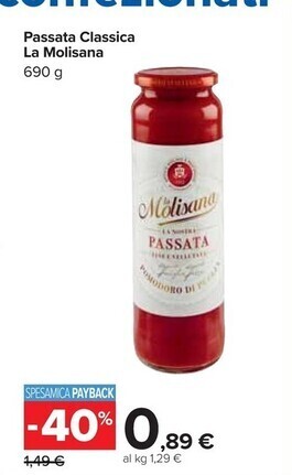 Carrefour Iper La molisana passata classica offerta