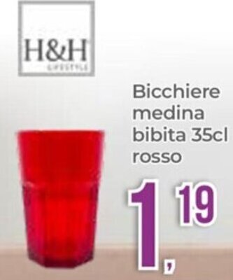 H&H Bicchiere medina bibita 35cl rosso