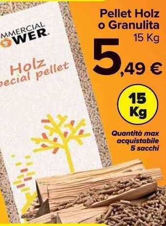 Carrefour Market Pellet Holz o Granulita 15 Kg offerta