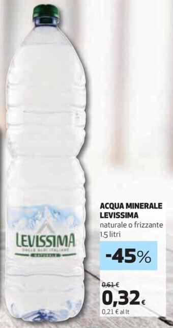 Coop ACQUA MINERALE LEVISSIMA naturale o frizzante 1.5 litri offerta