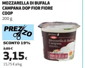 Coop MOZZARELLA DI BUFALA CAMPANA DOP FIOR FIORE COOP 200 g offerta