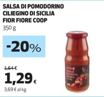 Coop SALSA DI POMODORINO CILIEGINO DI SICILIA FIOR FIORE COOP 350 g offerta
