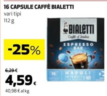 Coop 16 CAPSULE CAFFÈ BIALETTI vari tipi 112 g offerta
