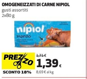 Coop OMOGENEIZZATI DI CARNE NIPIOL gusti assortiti 2x80 g offerta