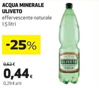 Coop ACQUA MINERALE ULIVETO effervescente naturale 1.5 litri offerta