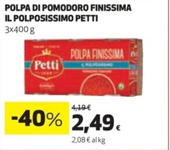 Coop POLPA DI POMODORO FINISSIMA IL POLPOSISSIMO PETTI 3x400 g offerta
