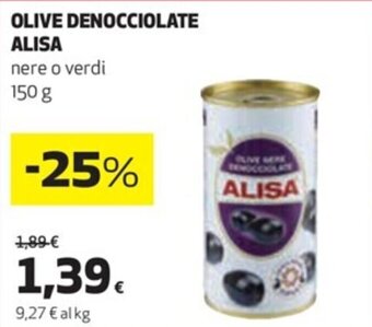 Coop OLIVE DENOCCIOLATE ALISA nere o verdi 150 g offerta