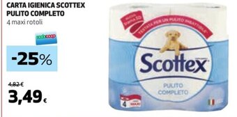 Coop CARTA IGIENICA SCOTTEX PULITO COMPLETO 4 maxi rotoli offerta