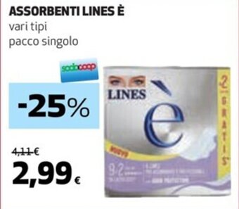 Coop ASSORBENTI LINES È vari tipi pacco singolo offerta