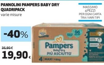 Coop PANNOLINI PAMPERS BABY DRY QUADRIPACK varie misure offerta