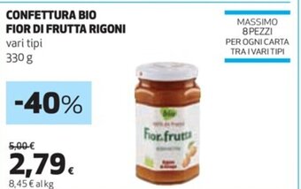 Coop CONFETTURA BIO FIOR DI FRUTTA RIGONI vari tipi 330 g offerta