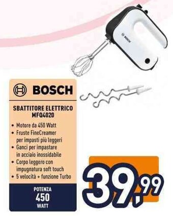 Unieuro BOSCH SBATTITORE ELETTRICO MFQ4020 offerta